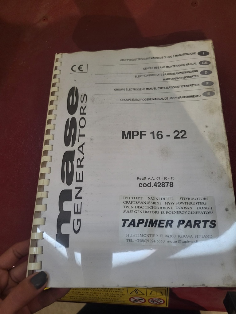 Myyntitilillä oleva vaihtokone: MASE GENERATORS MPF 22 BA